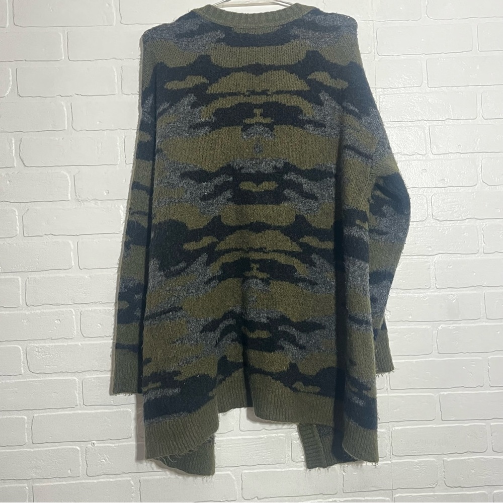 New Directions Womens Camouflage Cardigan Sweater Long Sleeve Green Medium - Picture 4 of 5